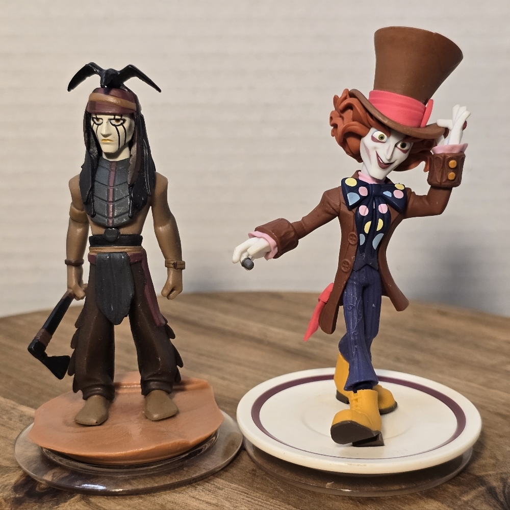 2 Johnny Depp Disney Infinity Figures Mad Hatter and Tonto 4" Game Toys To Life